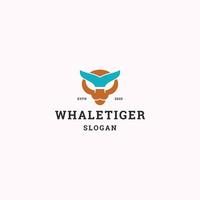 Whale tiger logo icon flat design template vector