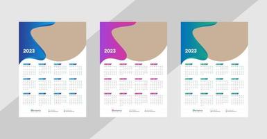 calendario de pared de una página 2023 vector