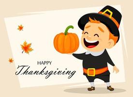 Thanksgiving greeting card with Canadian man vector