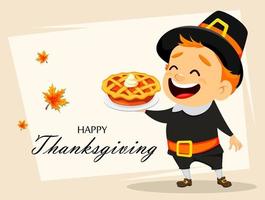 Thanksgiving greeting card with Canadian man vector