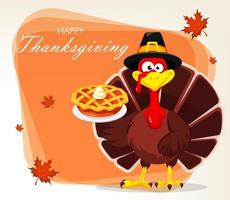 Thanksgiving greeting card with a turkey bird vector