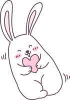 The rabbit is holding a heart in its paws. png