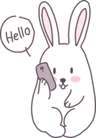 The rabbit is talking on the phone. png