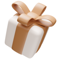 cajas de regalo de render 3d blanco y dorado realistas aisladas png