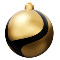 Gold and black Christmas bauble ball 3d render png