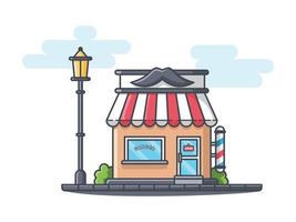 Illustration Of Barbershop Store On a White Background Vector Format