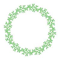 green round floral wreath line art vector frame illustration