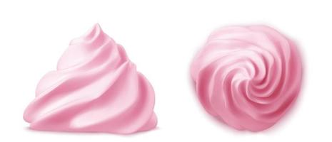 Whipped pink cream swirl or meringue side view 3D vector