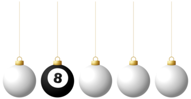 billiard sport christmas or new year bauble ball hanging on thread png