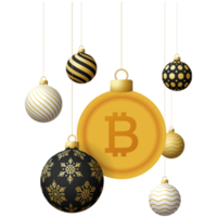 Adorno de bola de navidad de moneda bitcoin png