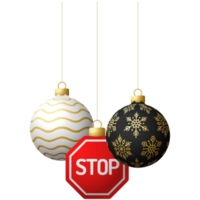 stop road sign hanging christmas bauble png