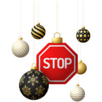 stop road sign hanging christmas bauble png