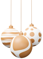 Gold and white Christmas bauble ball 3d render png