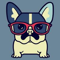 gráfico vectorial de ilustración de bulldog francés con gafas de sol aislado bueno para logotipo, icono, mascota, imprimir o personalizar su diseño vector