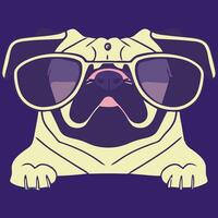 gráfico vectorial de ilustración de pug con gafas de sol aislado bueno para logotipo, icono, mascota, imprimir o personalizar su diseño vector