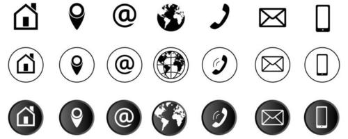 Contact us business icon set. Circle button style vector illustration