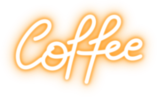 coffee text in neon light for design element. orange bulb neon light isolated background png