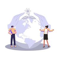 Hands close the planet from pollution save the planet vector