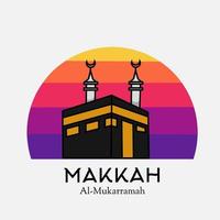 illustration vector of makkah al-mokarramah in sunset view,islamic building,perfect for print,etc.