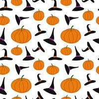 Witch hat and pumpkin halloween seamless pattern vector