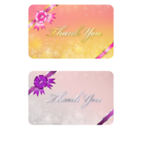 Thank you Gift CARD with red ribbon in Bokeh Gold Background png