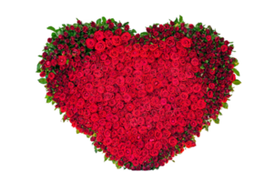 red rose bouquet with heart pattern Isolate on transparent background PNG file