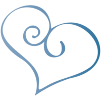 Simple blue doodle heart. Isolated design element for valentine's day, wedding, romance. Transparent PNG clipart