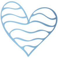 Simple blue doodle heart. Isolated design element for valentine's day, wedding, romance. Transparent PNG clipart