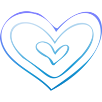 Simple blue doodle heart. Isolated design element for valentine's day, wedding, romance. Transparent PNG clipart