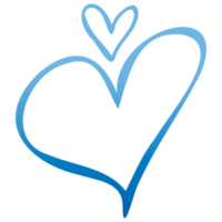 Simple blue doodle heart. Isolated design element for valentine's day, wedding, romance. Transparent PNG clipart