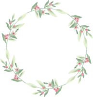 minimal Christmas watercolor leaf wreath frame png