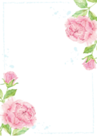 watercolor pink rose flower branch bouquet frame png