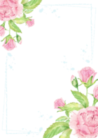 cadre de bouquet de branche de fleur rose aquarelle rose png