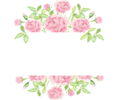 acuarela hermosa rosa inglés rosa ramo de flores con banner de marco png