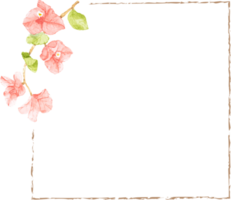 quadro de grinalda de flores de buganvílias mínimo em aquarela png
