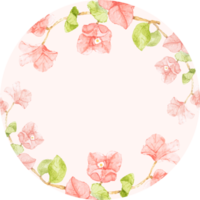 watercolor pink bougainvillea  round wreath frame sticker png