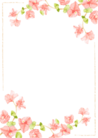 waterverf roze bougainvillea met minimaal lijn kader voor bruiloft of verjaardag uitnodiging kaart png