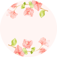 watercolor pink bougainvillea  round wreath frame sticker png