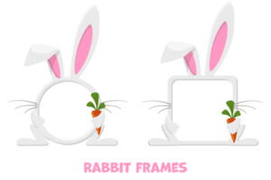Avatar frames rabbit or hare with carrot, animal template for game. png