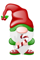Cartoon Christmas gnome with a lollipop png