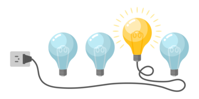 Light bulbs illustration. Creative idea png