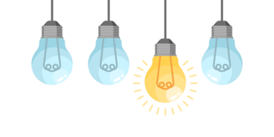 ilustração de lâmpadas. ideia criativa png
