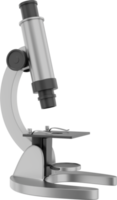 Realistic gray microscope. 3D rendering. PNG Icon on transparent background