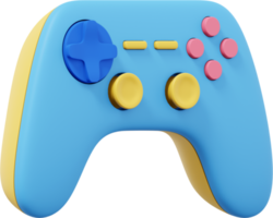 Realistic console game controller. Multicolored PNG  icon on transparent background. 3D rendering.