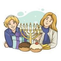 Hanukkah Feast Concept vector