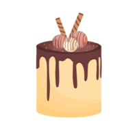 colorido pastel de cumpleaños decorado con chocolate derretido png