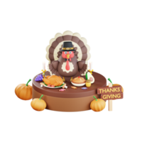 3D Thanksgiving Turkey Chicken Illustration png