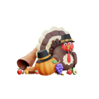 Ilustración de pollo de pavo de acción de gracias 3d png