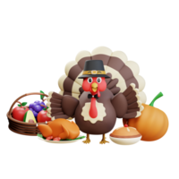 illustration de poulet de dinde de thanksgiving 3d png