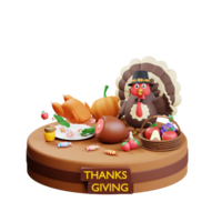 Ilustración de pollo de pavo de acción de gracias 3d png